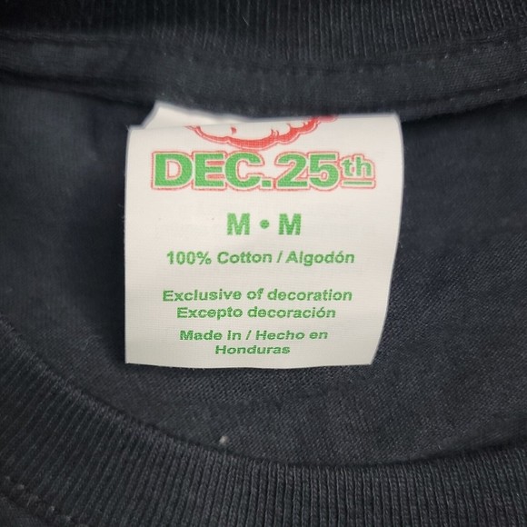 Dec. 25th Christmas Reindeer & Sloth T-Shirt ~ Sz M ~ Dark Blue ~Cut off Sleeves - Picture 5 of 5